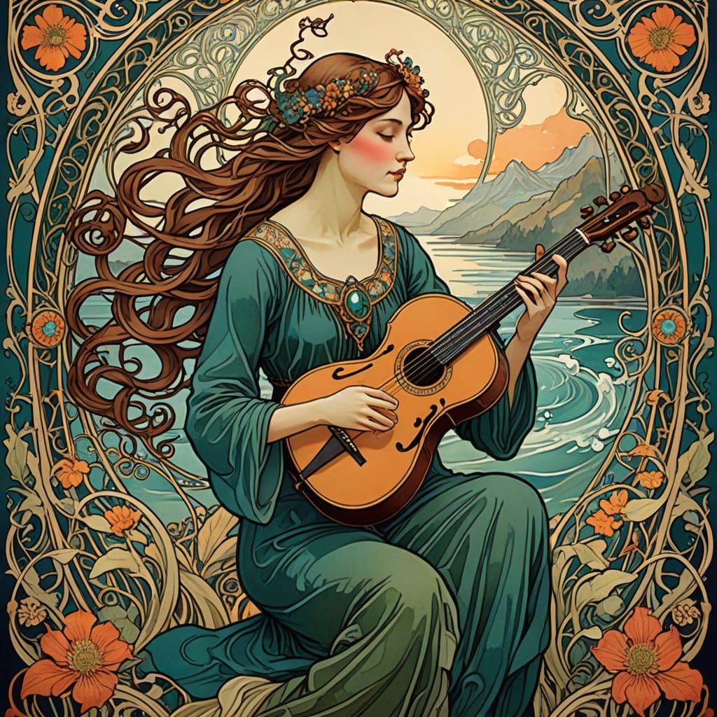 Art Nouveau Musicians and Painters in Elegant Style