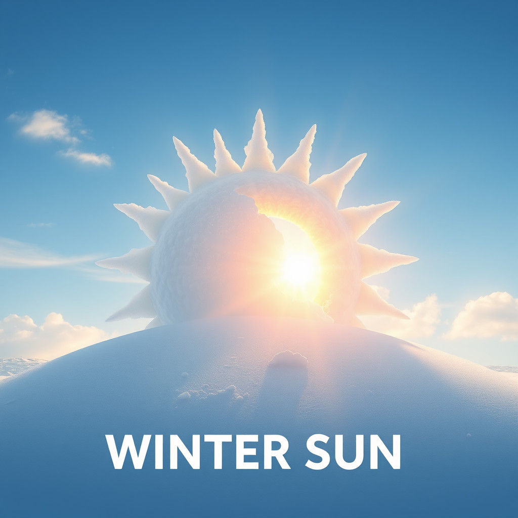 Snow Sun with Yellow Light Beams