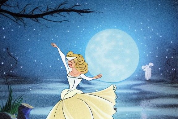 Cinderella Dancing Under the Moon's Gentle Light