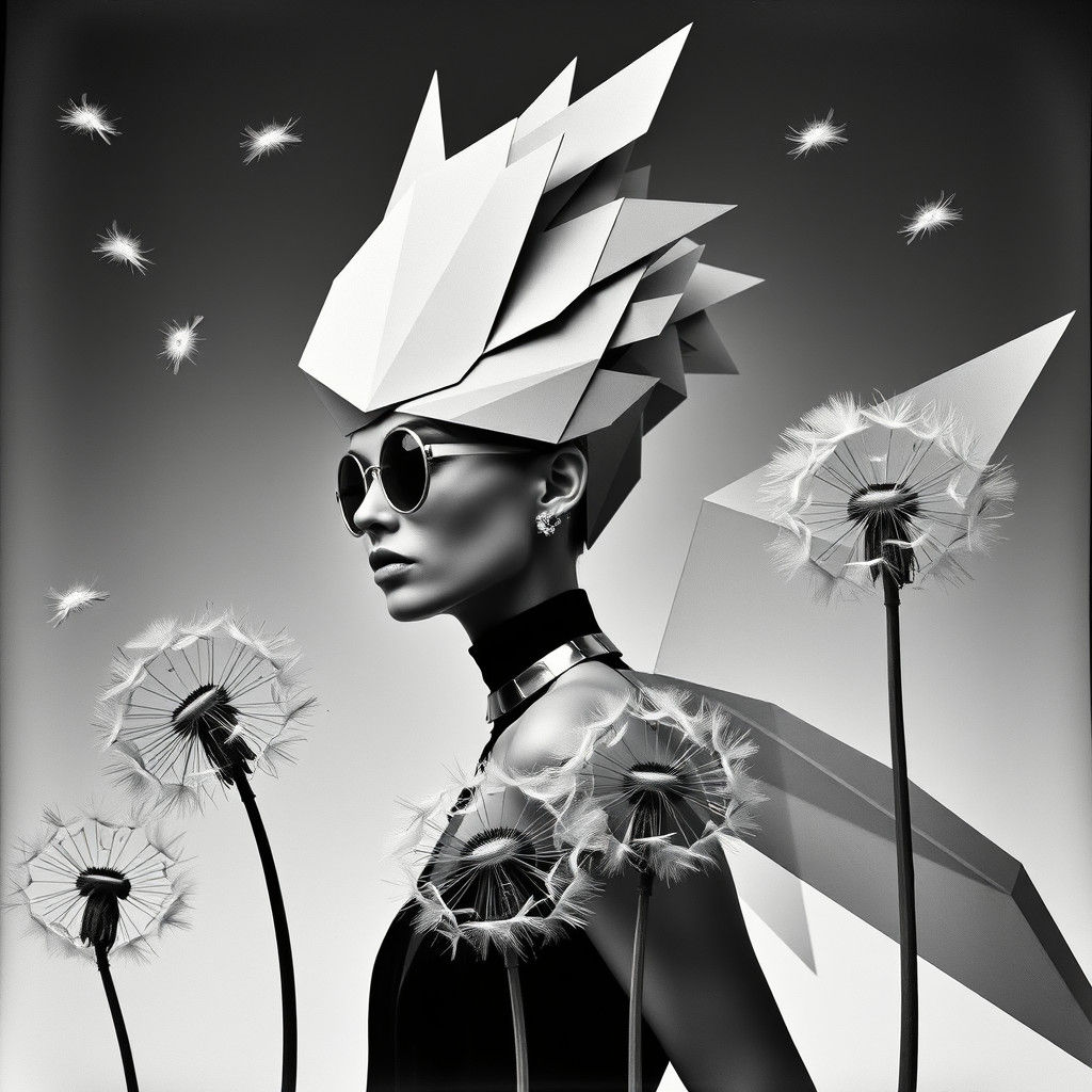 Avant-Garde Photogram of Geometric Winged Model