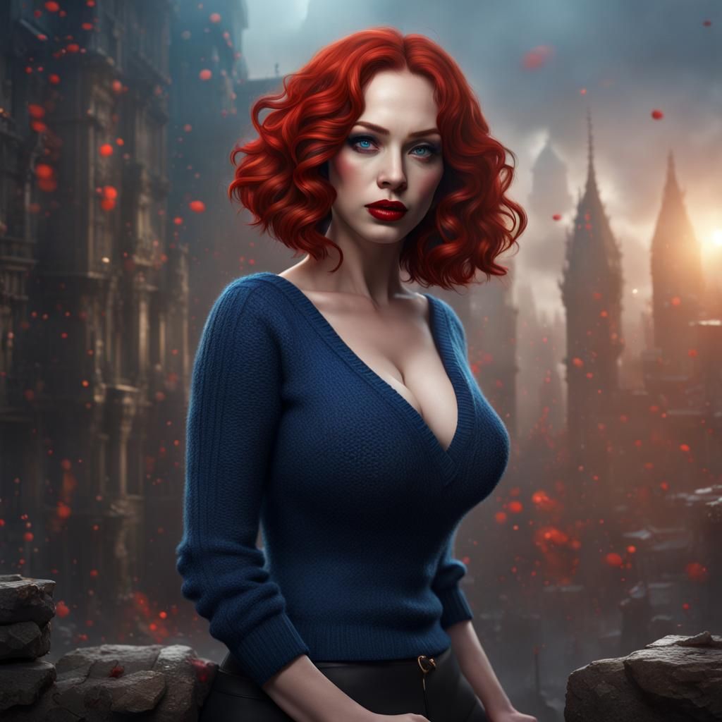 Realistic Photo of a Woman in Detailed Matte Painting