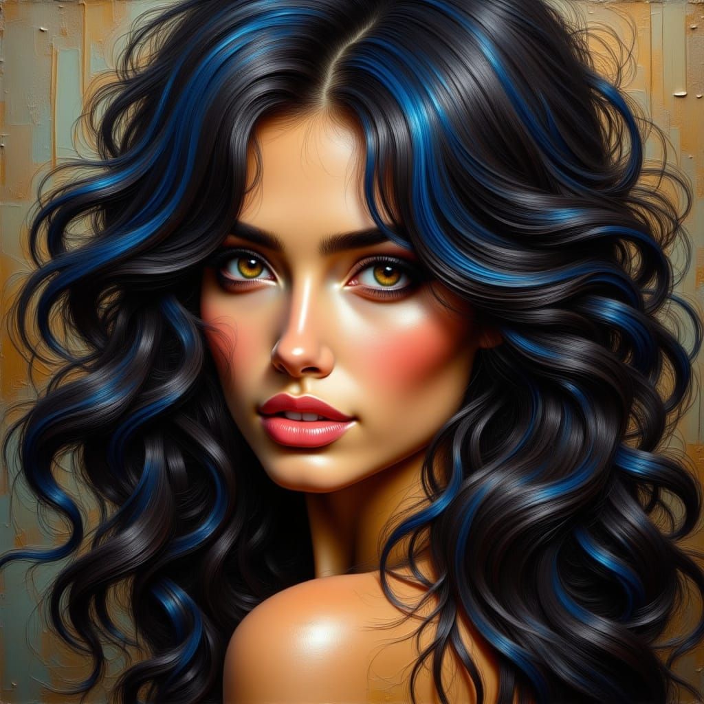 Gorgeous Woman Portrait as Impasto Oil Painting