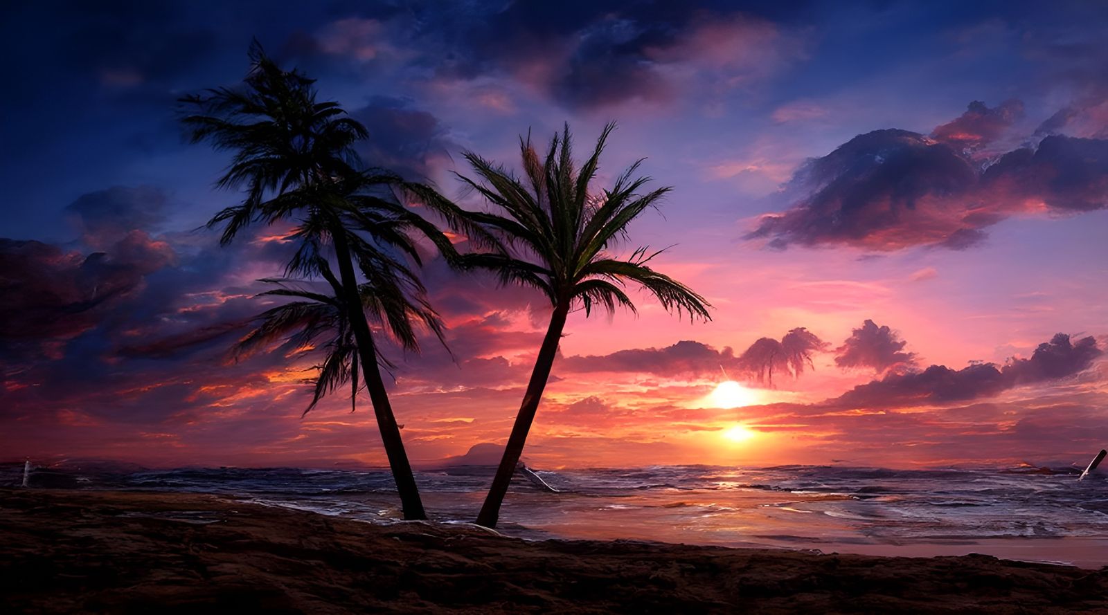 Hyperrealistic Sunset Beach Painting in 16K Resolution