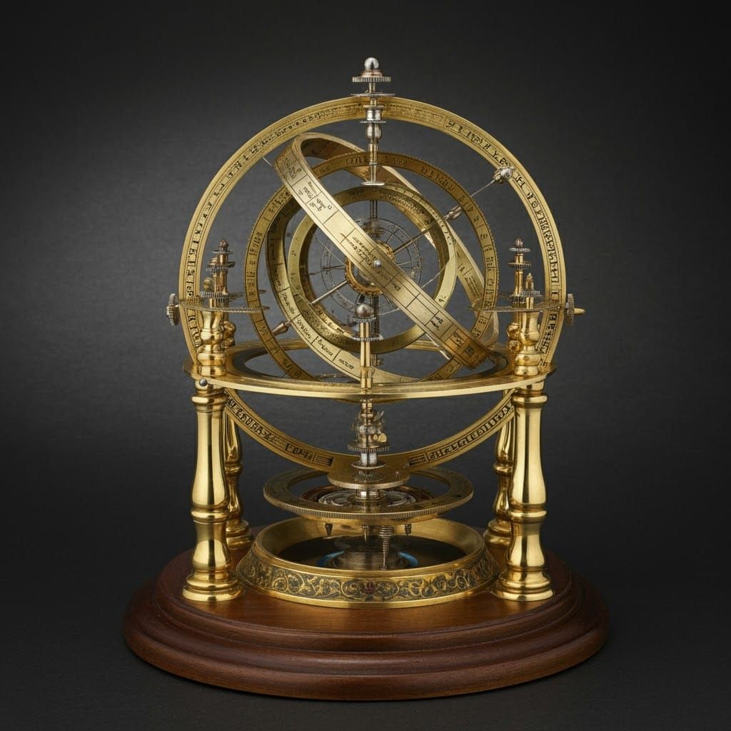 Galleon Console: Golden Orrery with Enamel Design