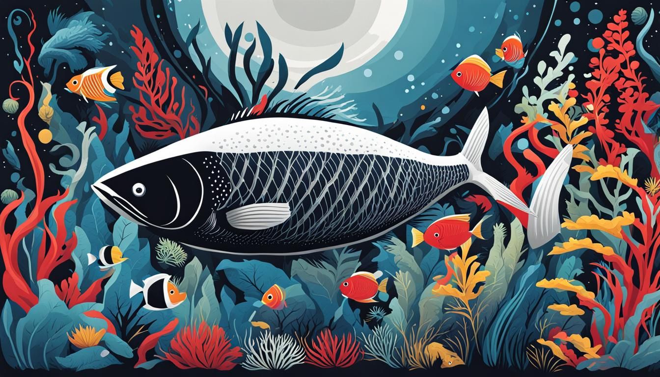 Typography Art Cartoon of Letter I and Icefish