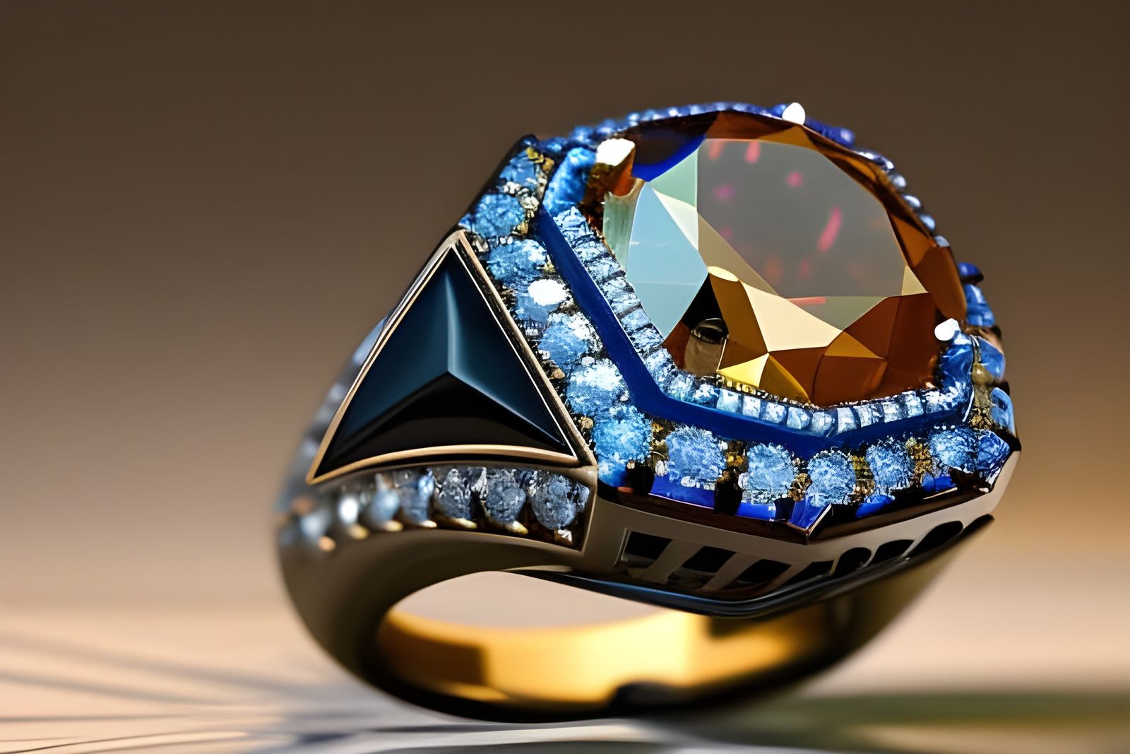 Intricate Ring with Greek and Arabic Elements