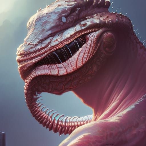 Detailed Portrait of a Demonic Worm Creature