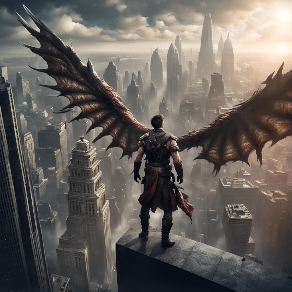 Epic Monster Hunter on Skyscraper Edge