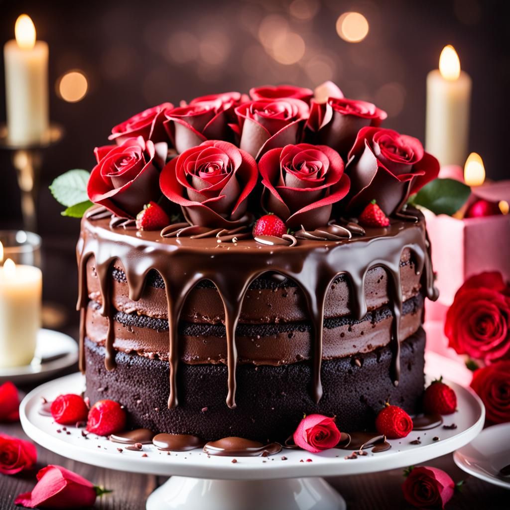 Decadent Chocolate Rose Cake: Award-Winning Photography