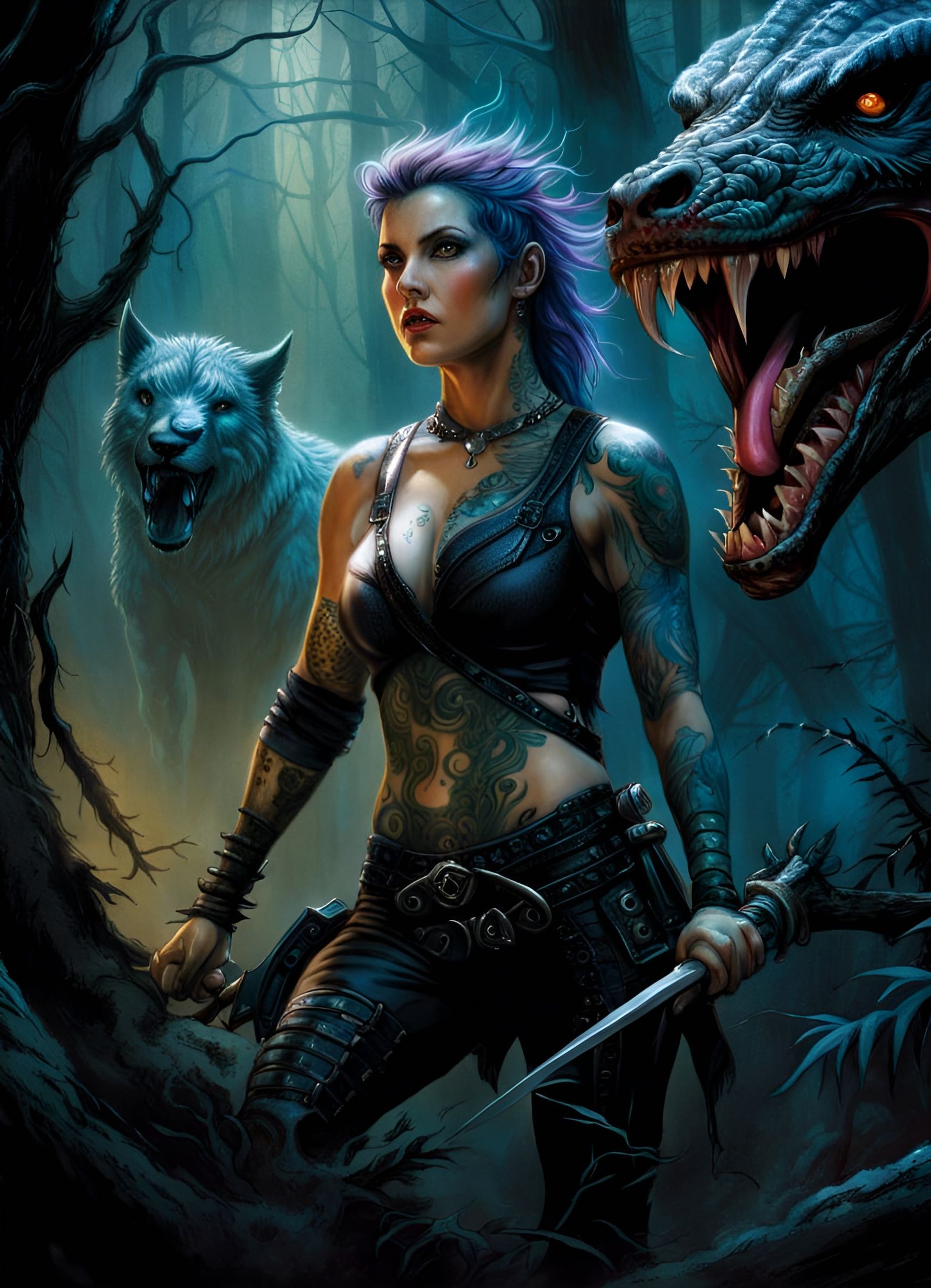 Tattooed Adventurer's Dark Forest Ambush