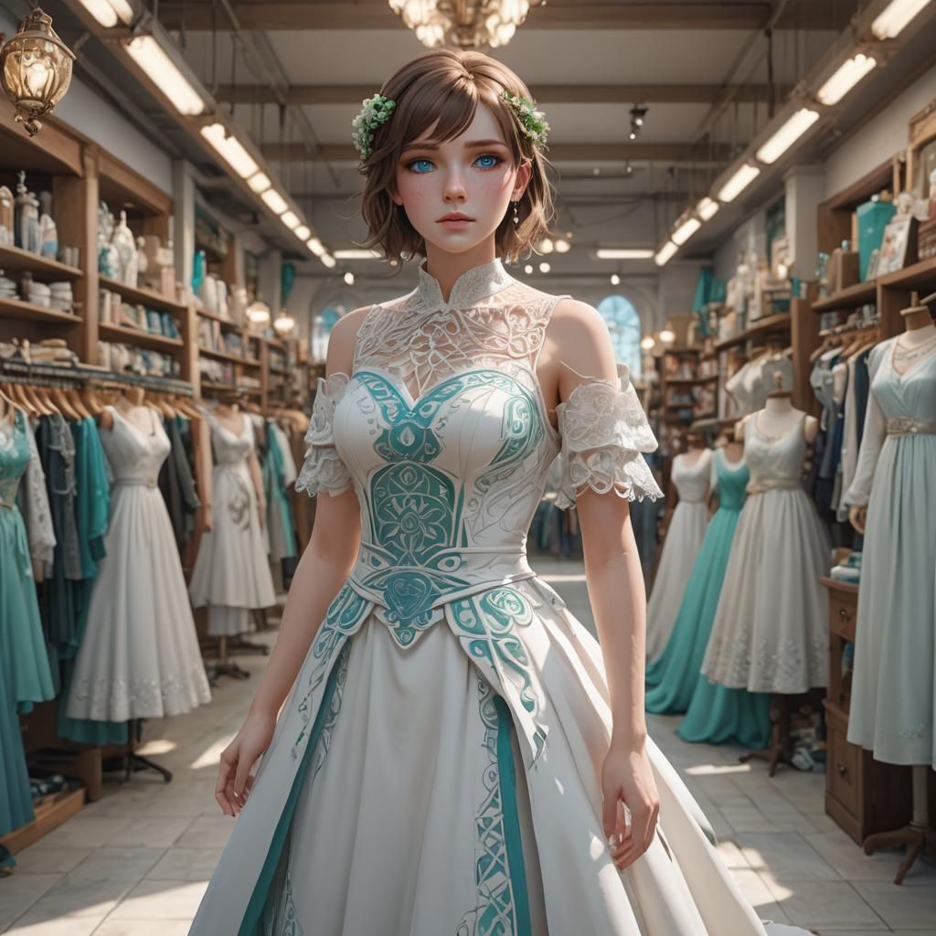 Anime Woman in Celtic Wedding Gown