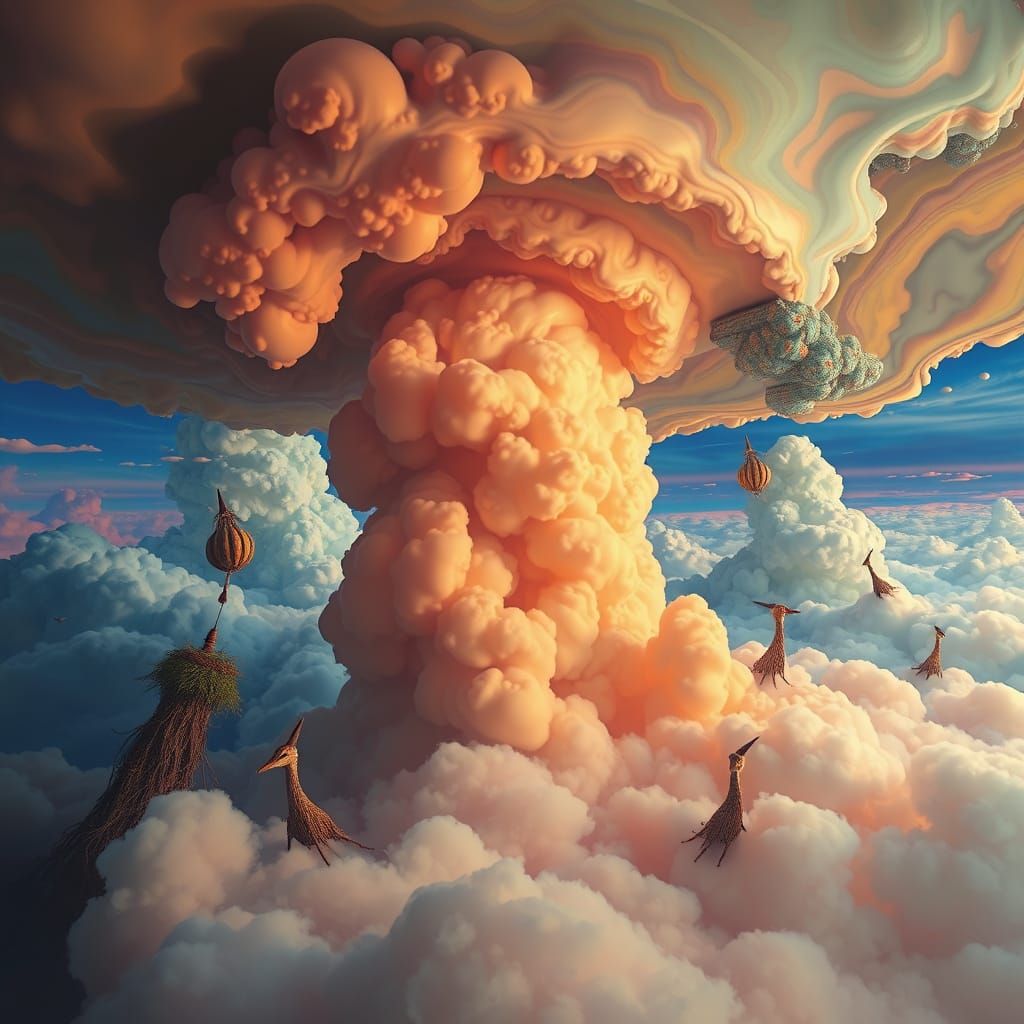 Surreal Dreamscape with Swirling Clouds