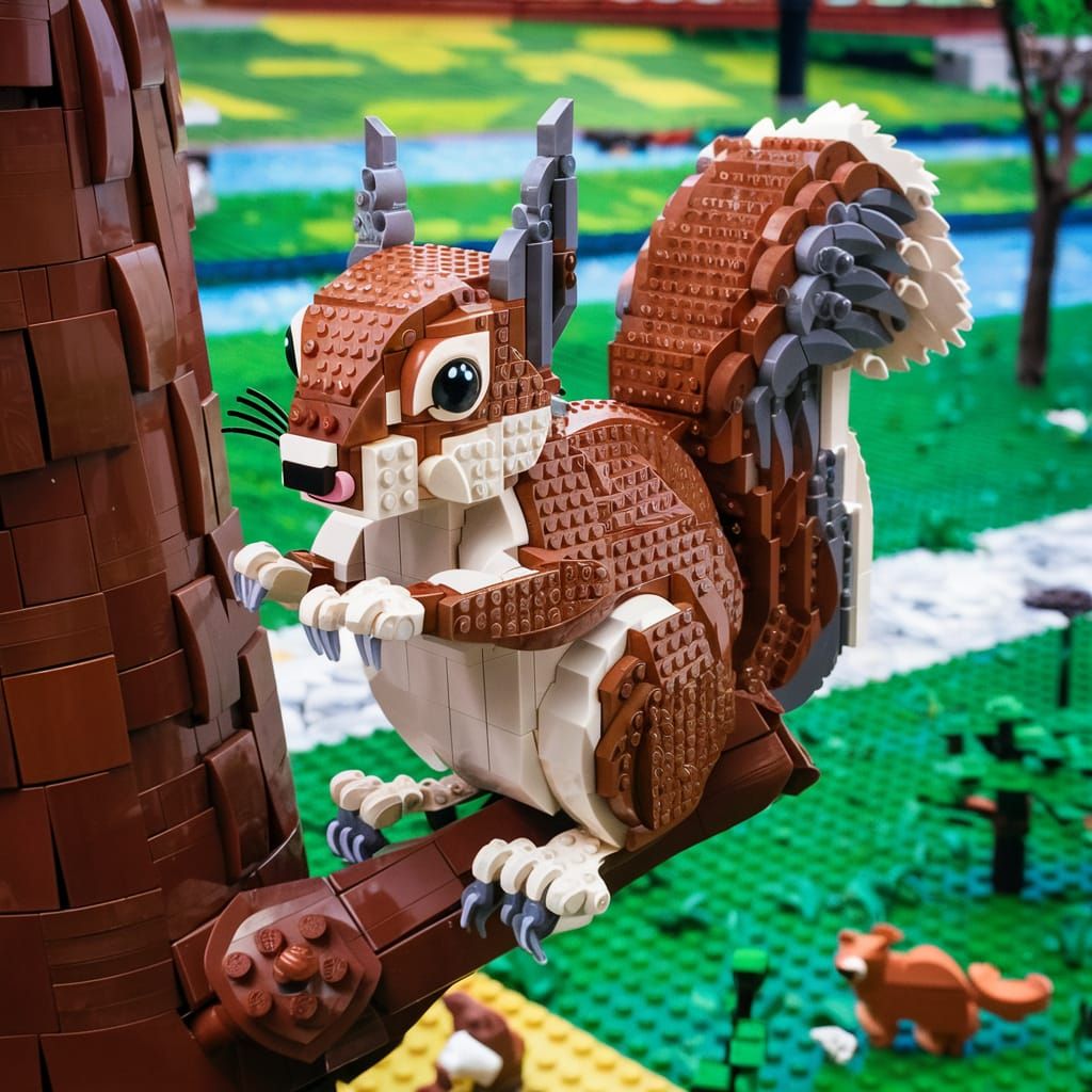 Intricate LEGO Squirrel on a LEGO Branch