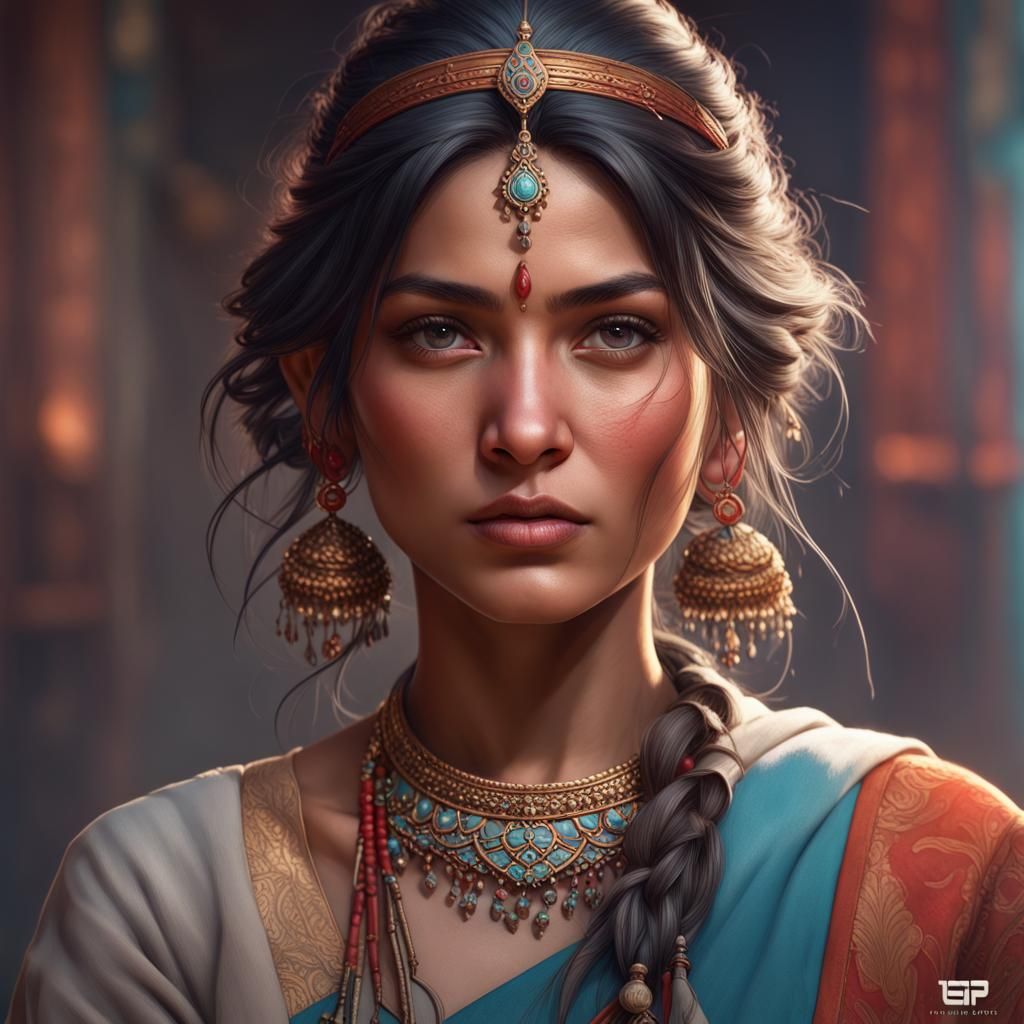 Detailed Portrait of Himalayan Woman by Artgerm