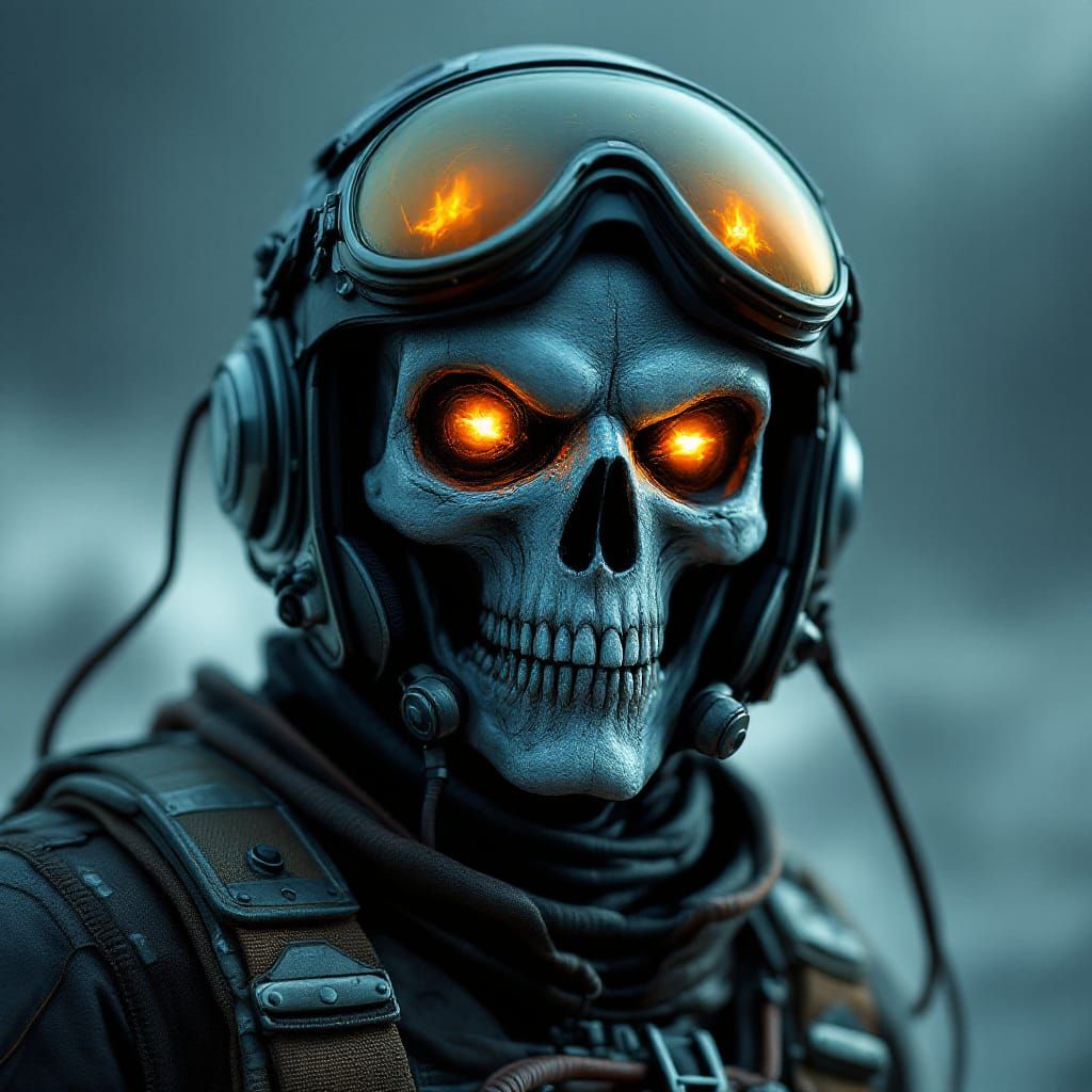 Ghostly Demonic Pilot in Cybertech Suit