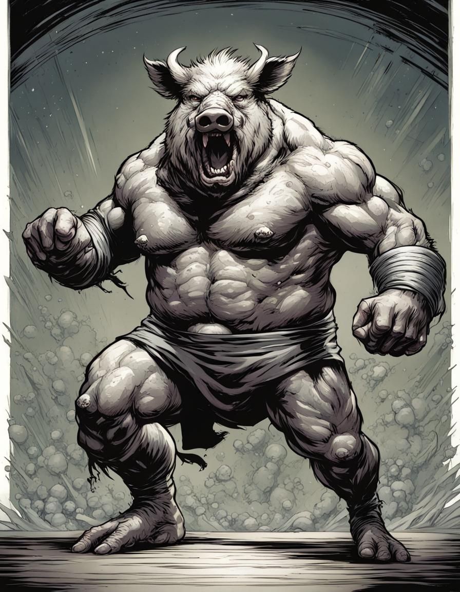 boar humanoid wrestler