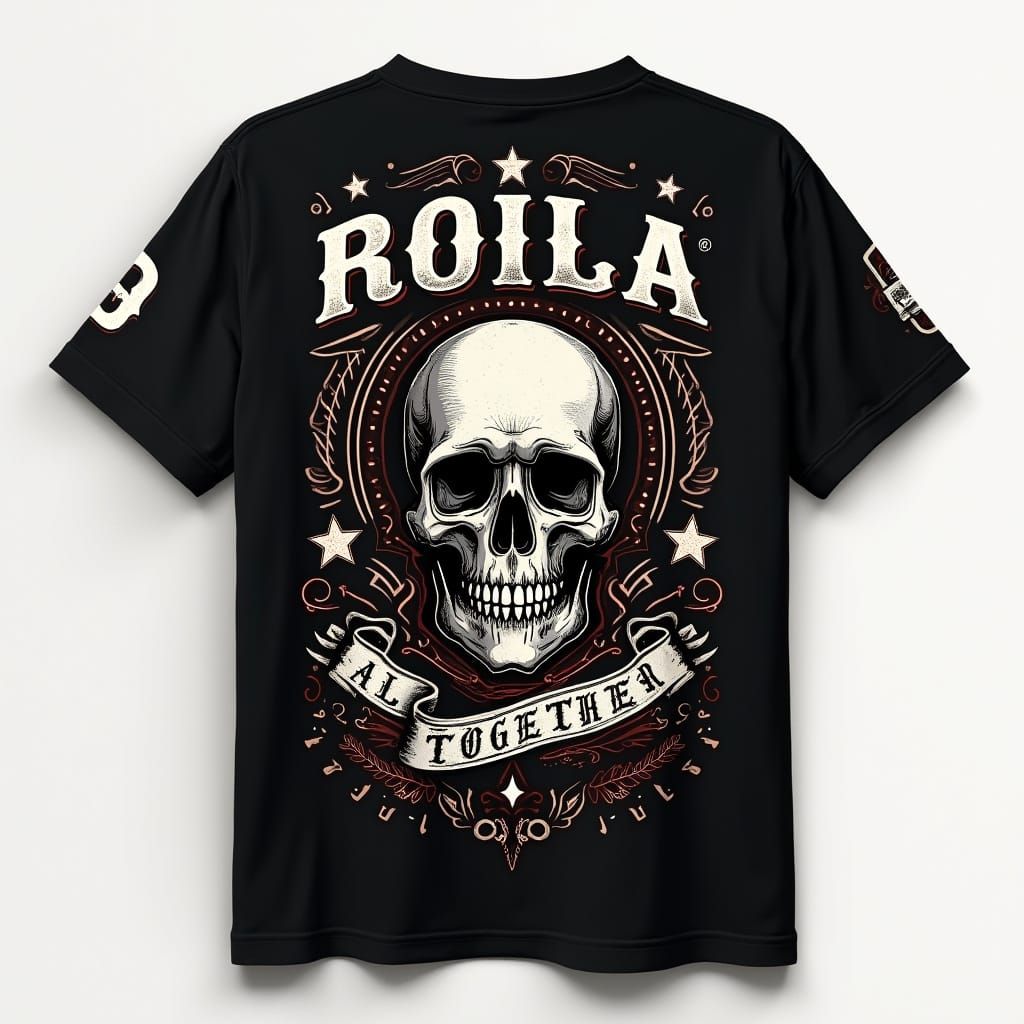 T-Shirt Design with Skull Logo and Text