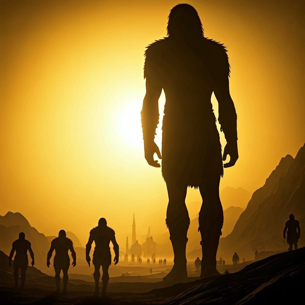 Majestic Giants Roam Ancient Earth in Golden Light