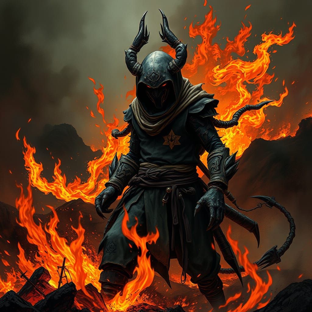 Scorpion-Ninja Hybrid Emerges From Wildfire in Dark Fantasy ...