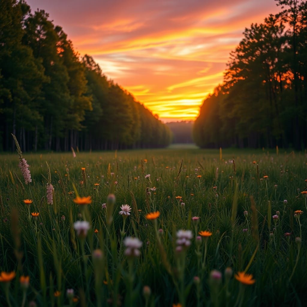 Cosmic Maple Grove at Golden Hour