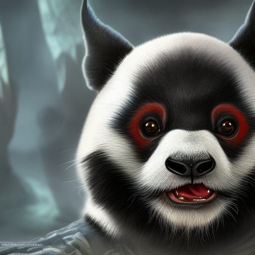 Cute Bat Panda Hybrid in Detailed Matte Painting