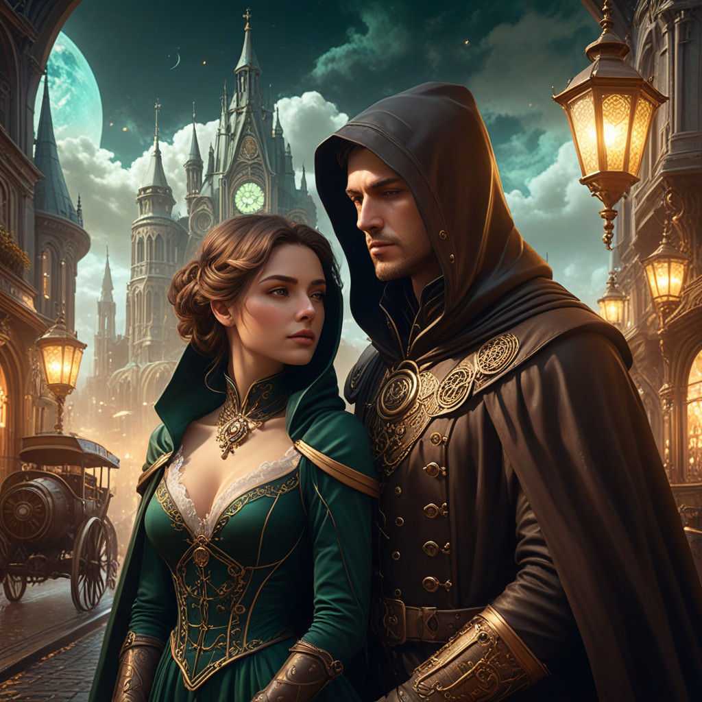 Steampunk City Whispers: A Nighttime Encounter