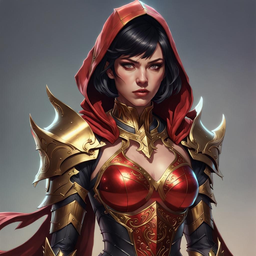 Underworld Queen in Golden Armor: Hyperdetailed Portrait