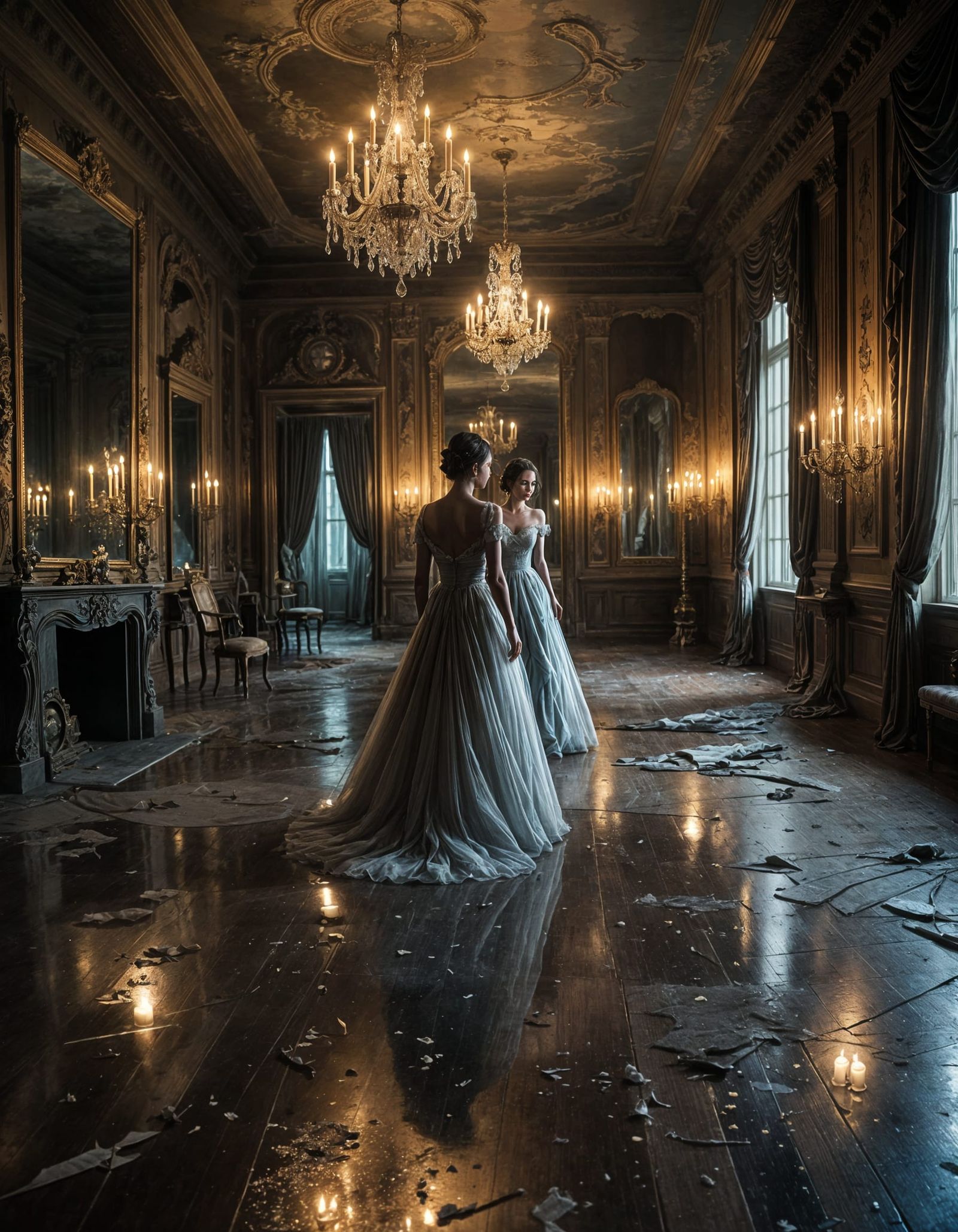 Eerie Spirits Dance in Haunted Ballroom