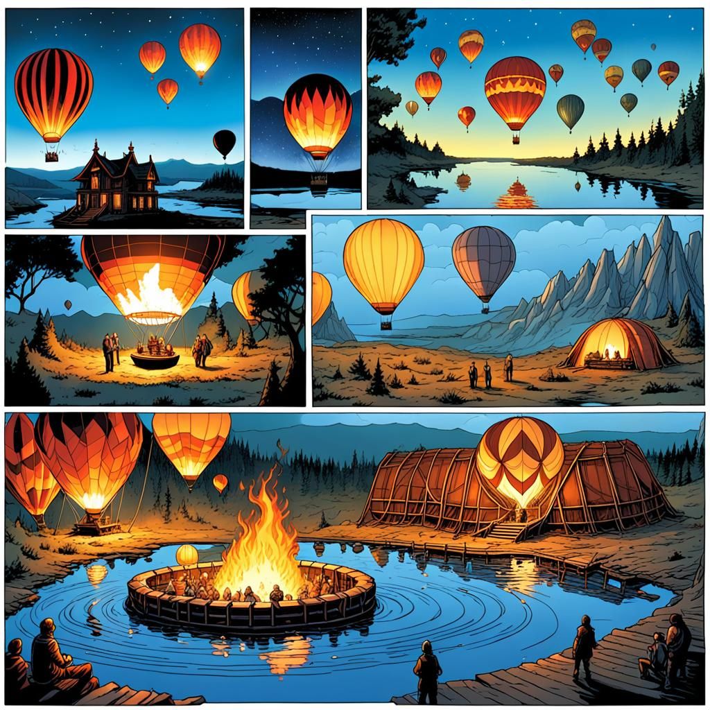 Elemental Hot Air Balloon Comic Book Art