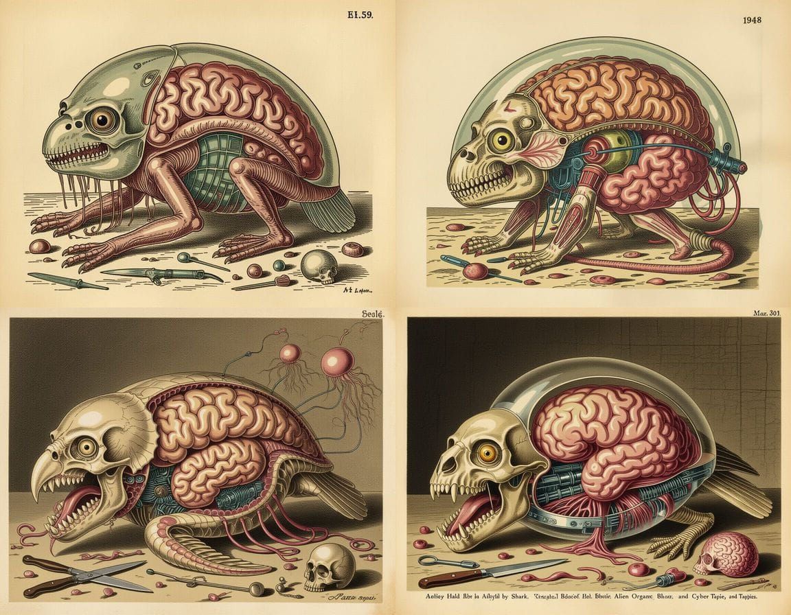 Grotesque Autopsy: A Sepia-Toned Anatomical Study