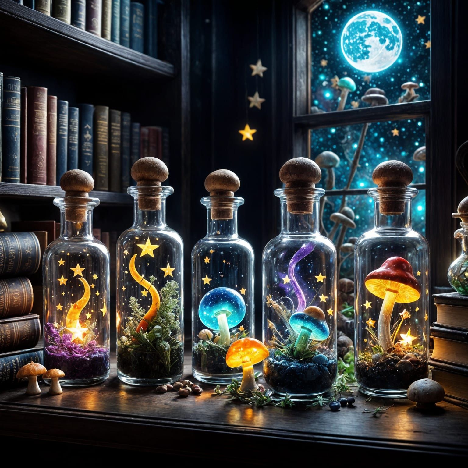 Colorful Glowing Potions and Magic Items