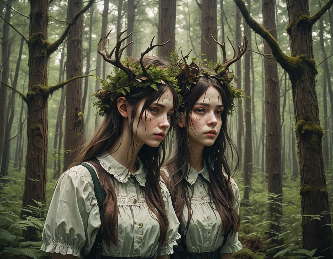 Ethereal Forest Girl with Dreamlike Expression