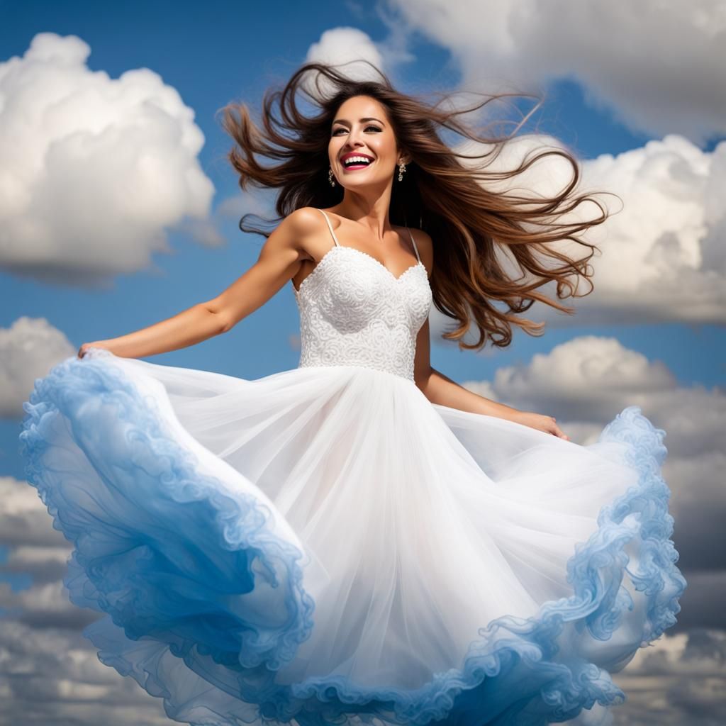 Beautiful Princess Dancing on a Cloud