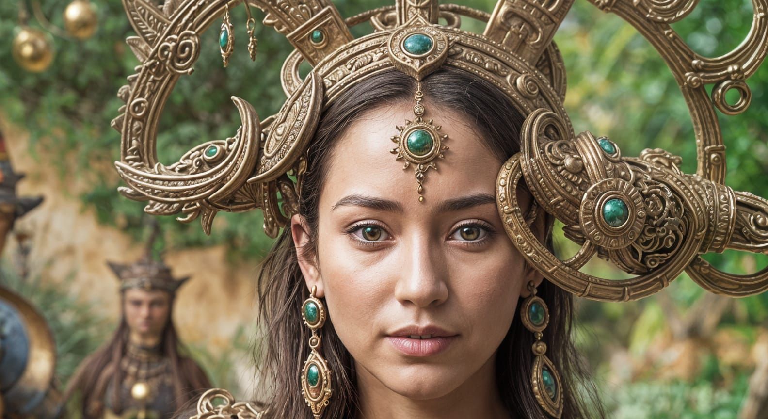Ornate Women in Gaudi-esque Garden Portrait