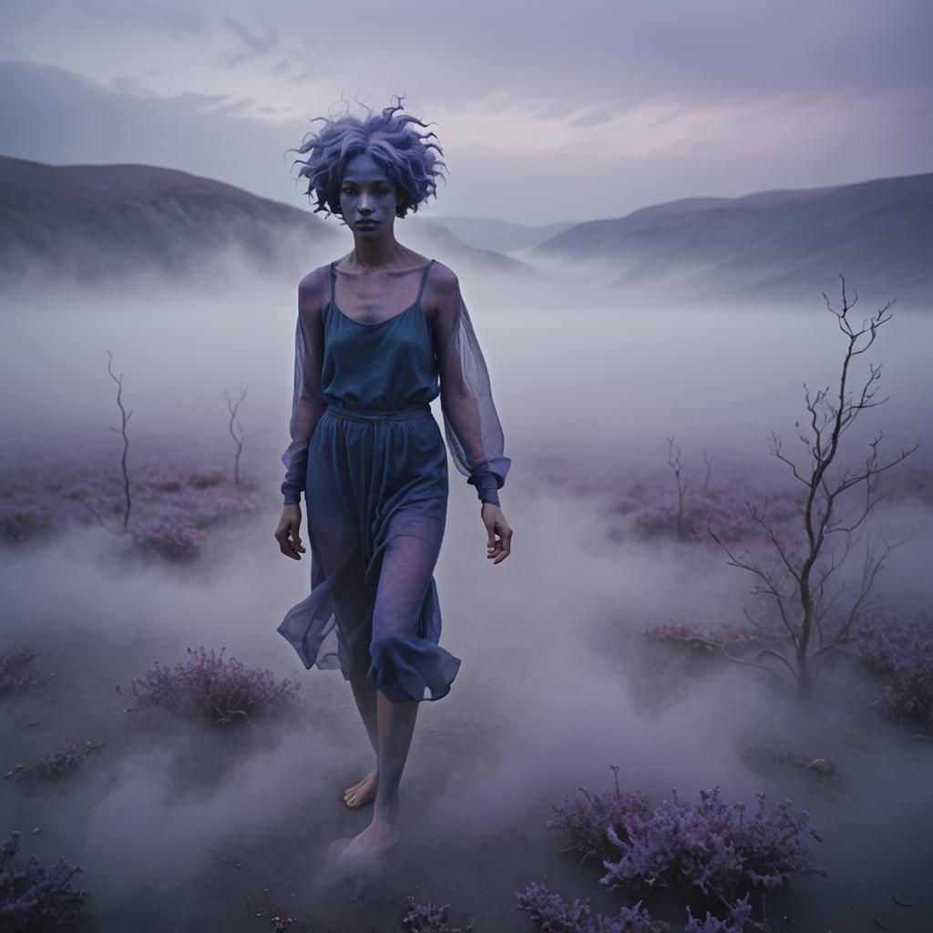 Surreal Indigo Human Portrait in Rothko Style