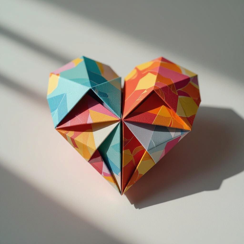 Detailed Origami Heart in Soft Focus