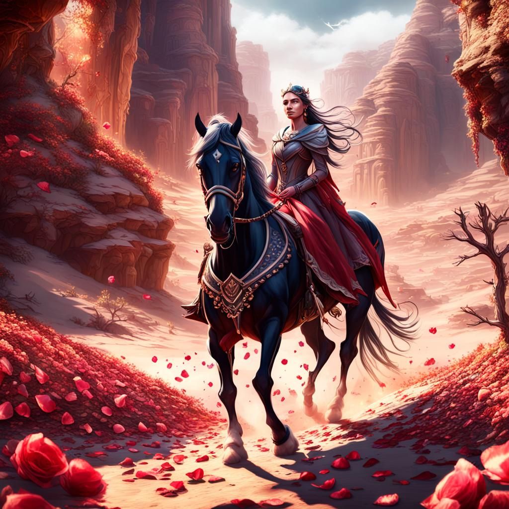 Princess Spreads Roses in Desert Canyon