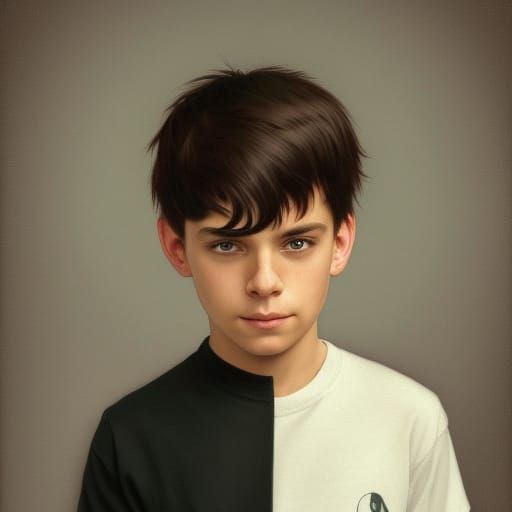 Boy in Green Shirt: Hyperdetailed Portrait