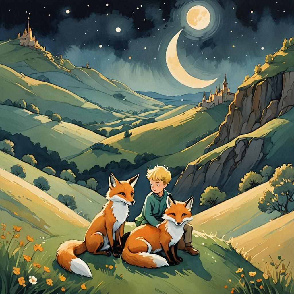 The Little Prince: Whimsical Gouache Illustration