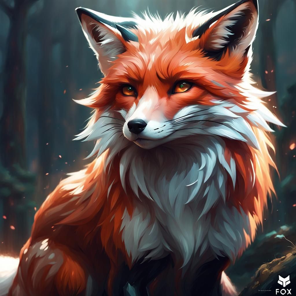 Detailed Fox Painting in Fantasy Art Style