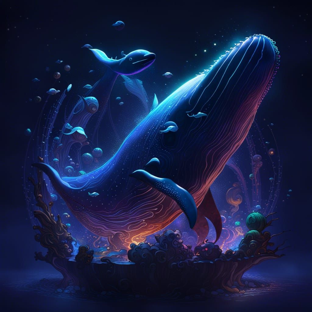Cosmic Whale in Dark Fantasy Style