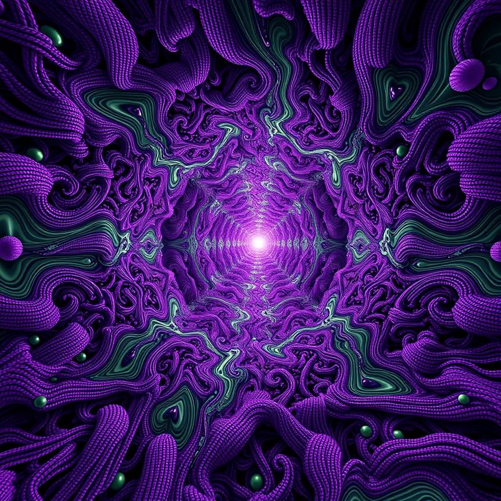 Surreal Purple Pizza in Infinite Mirror Fractal