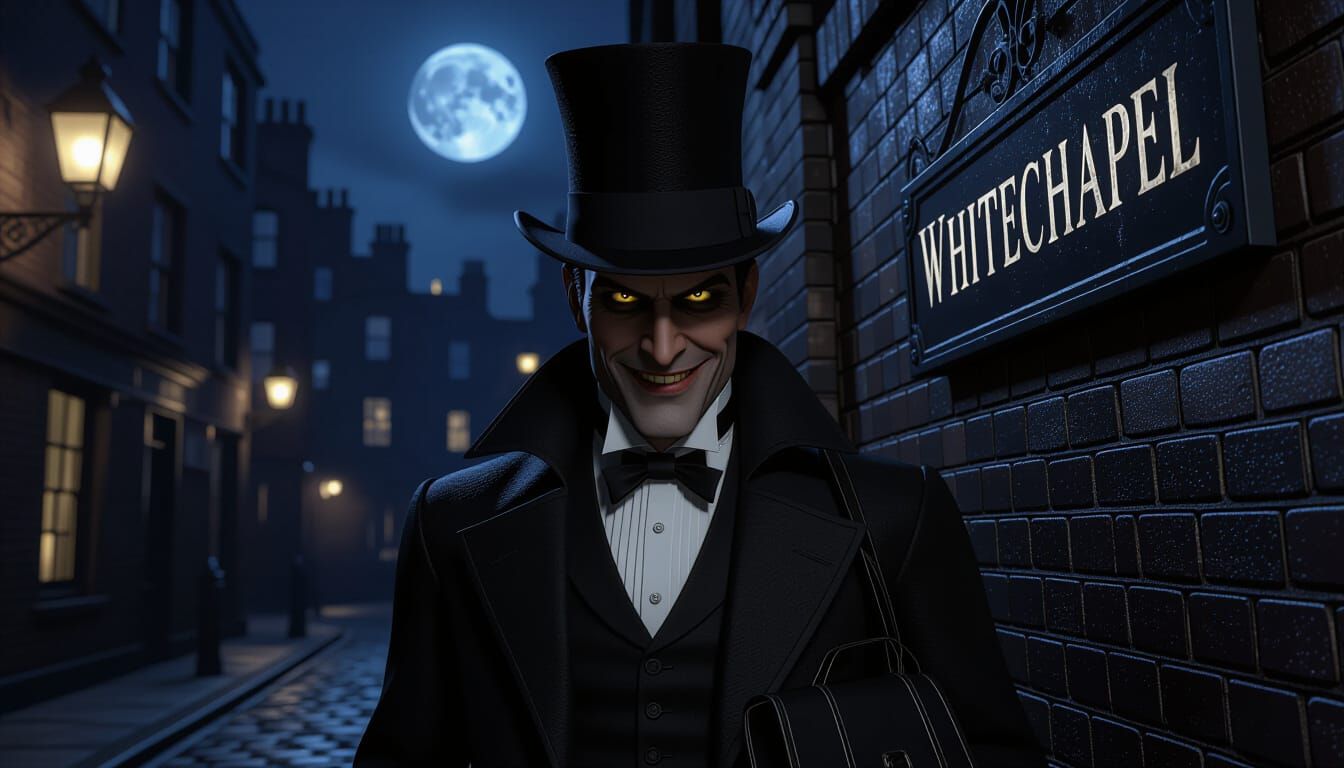 Victorian Man with Yellow Eyes and Devilish Grin