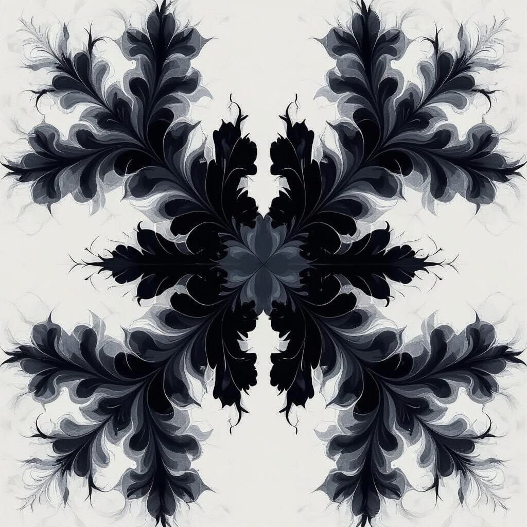 Symmetric Rorschach Ink Blot 'X' in Matte Painting Style