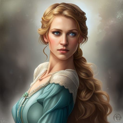 Victorian Cinderella Portrait in Digital Art Style
