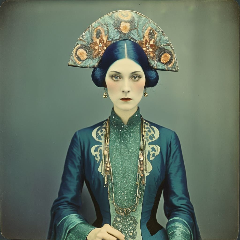 Autochrome Portrait of Woman in Avant Garde Fashion