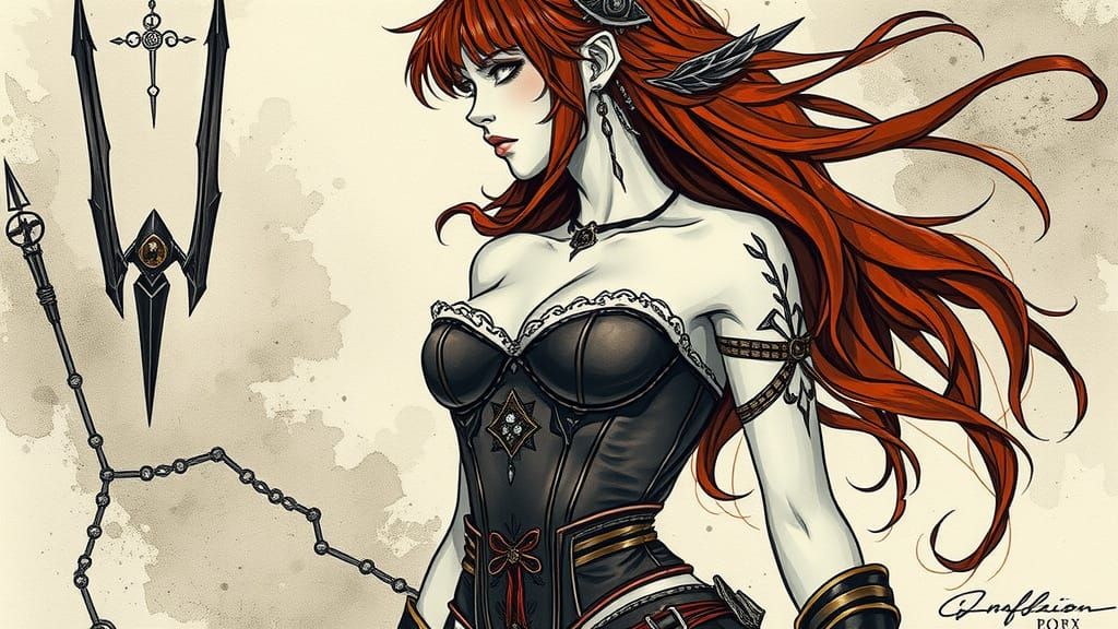 Amazon Woman in Dark Sketchbook Style