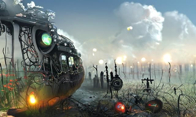Solar-Punk War Train in Digital Matte Painting