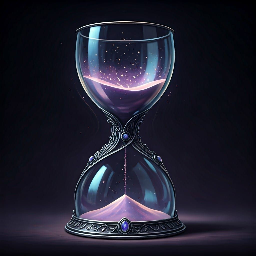 Mystical Hourglass Chalice with Glowing Time Particles