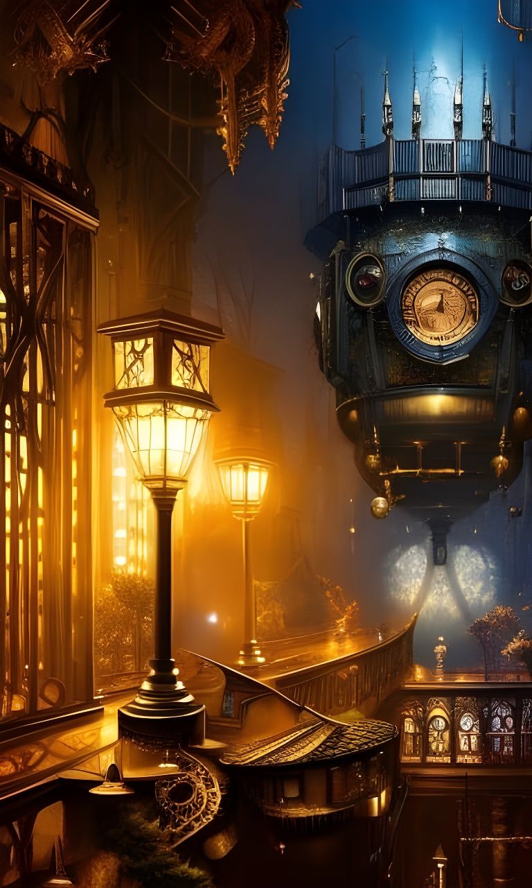 Steampunk Clockwork Landscape: Hyper-Detailed Digital Art